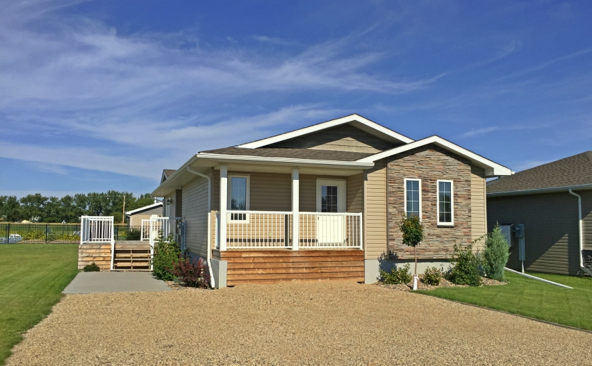 Lakeside villa with covered porch